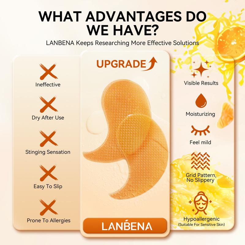 LANBENA Vitamin C Under Eye Patches for Dark Circles and Puffy Eyes, Cooling Eye Masks for Eye Bags, Fine Lines & Wrinkles Reduce, Anti-Aging, with Niacinamide Hydra-Gel Collagen-30 Pairs