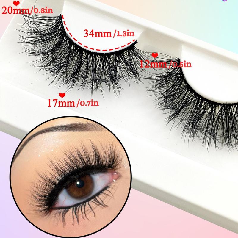 Cat Eye Shaped False Eyelashes, 3 Pairs Wispy Natural Look Faux Cluster Lashes, Natural Curling Eye Makeup Strip Lashes, Full Volume Eyelash, Eyelash Extensions Kit, Christmas Gift