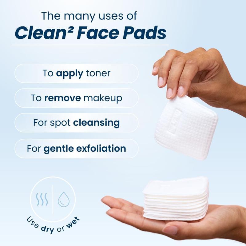 Clean Skin Club Clean² Pads 2.0 [NEW & IMPROVED EDGES] Guaranteed Not to Shed & Tear Face Pads, Triple Layers, Textured & Ultra Soft Side, Organic Disposable Cotton, Pair with Makeup Remover