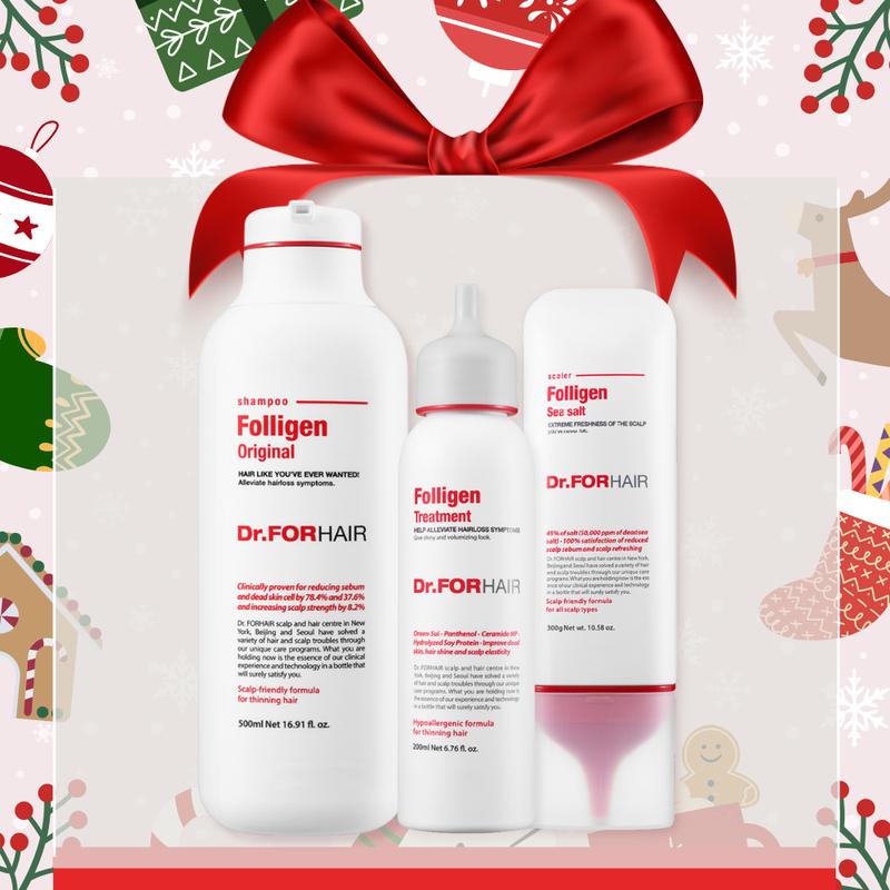 [Holiday Edition] Dr.FORHAIR Set of Folligen Original Shampoo + Folligen Treatment + Sea Salt Scaler + Folligen Tonic