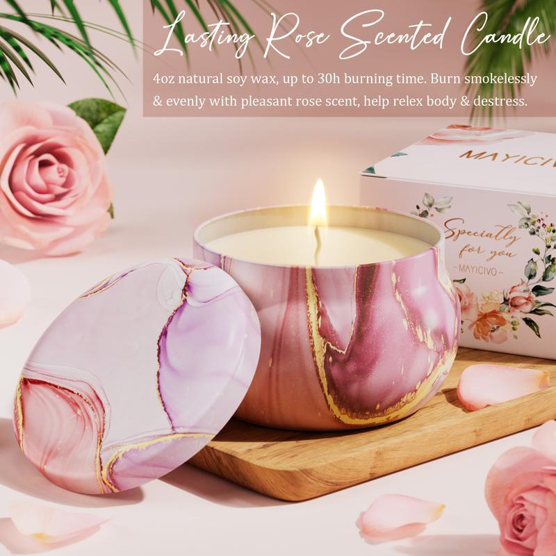 Self Care Spa Gifts Basket for Women - Get Well Soon, Birthday, and Unique Christmas Gifts Idea, Rose Scent Relaxation Set for Mom, Friends, Wife