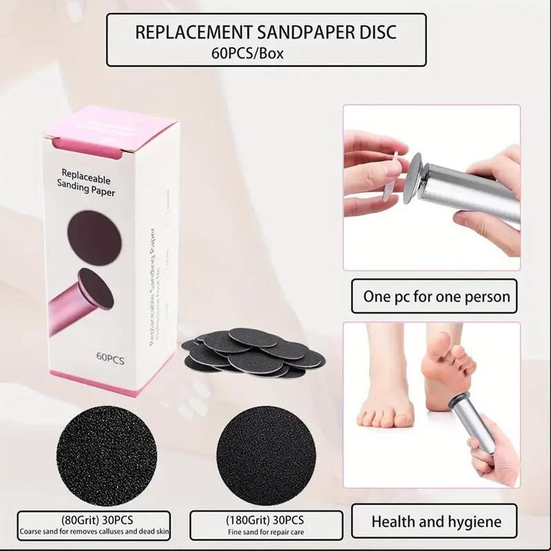 Electric Foot File, 1 Box Professional Electronic Foot File Pedicure Tool, Adjustable Speeds Electric Callus Remover with 60pcs Replacement Sandpaper Disk, Gift Set