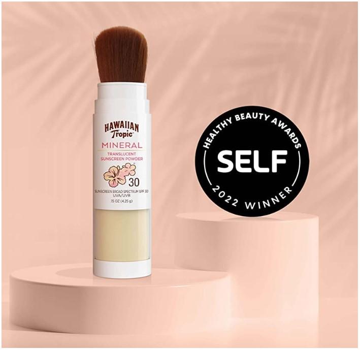 Hawaiian Tropic Mineral Powder Sunscreen Brush SPF 30 | SPF Powder Sunscreen for Face, Brush On Sunscreen Powder for Face, Translucent Powder SPF 30, Hawaiian Tropic Sunscreen Powder, 0.15oz