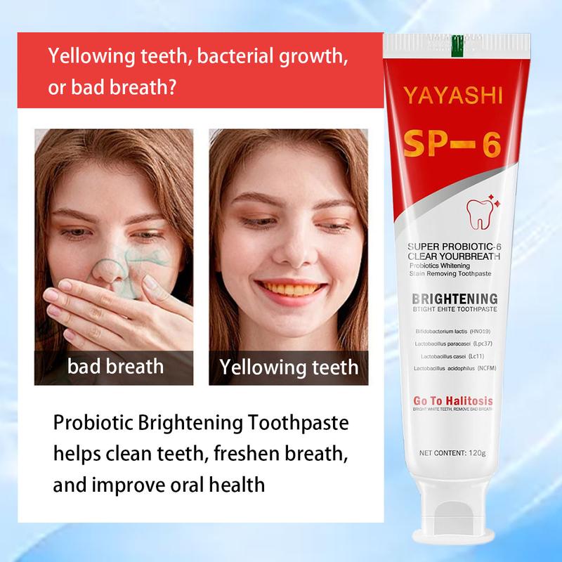 SP 6 Toothpaste Remove smoke stains, Oral Health anagement,Fresh Breath,with Sodium Saccharin and Lactobacillus,Hydroxyapatite,Whitening Toothpaste Daily Radiant toothpaste whitening  toothpaste