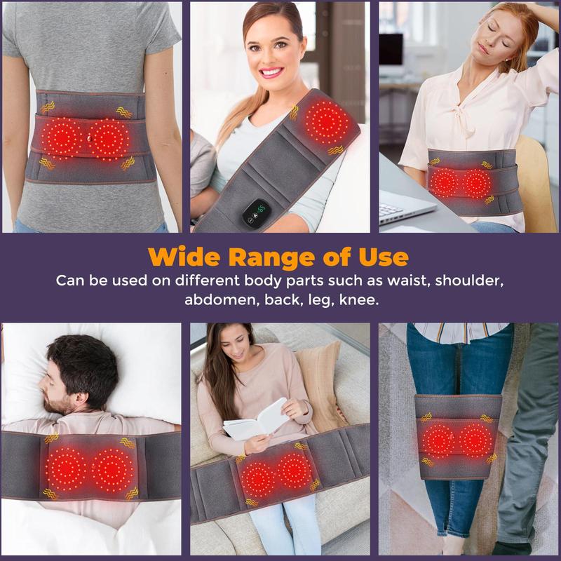 Cordless Heated Massage Belt, Back Massage Belt, 3 Heating Modes Heated Back Belt, Suitable for Middle-aged and Elderly People, 5000mAh Long Battery Life, Great Gift, Halloween, Christmas, Fall, Winter Gift