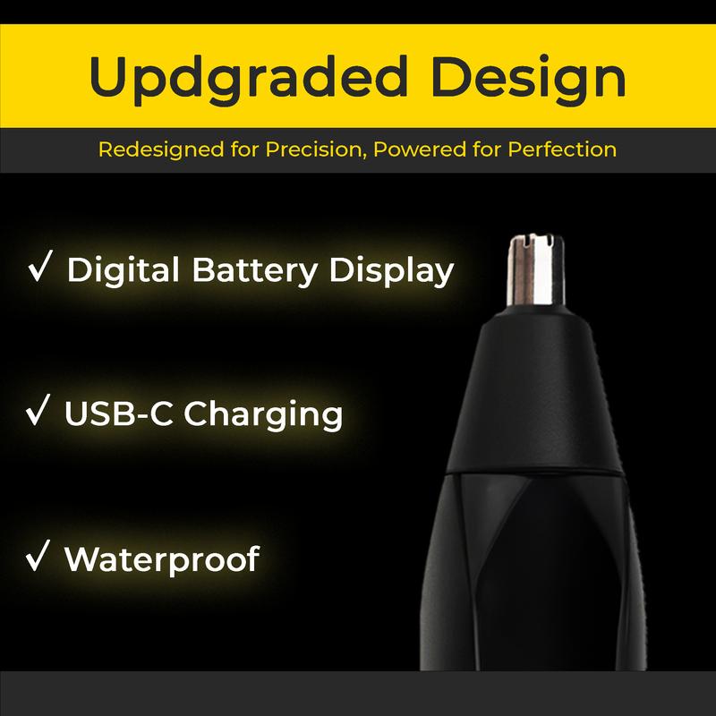 THE TRIMSMEN - Nose & Ear Hair Trimmer for Men - USB-C Charging, Waterproof, & Digital Battery Display - Designed for Comfort