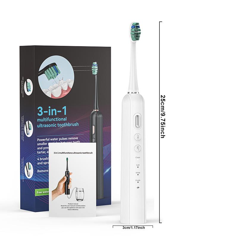 Electric Toothbrush for Adults and Kids, with Tongue Scraper and 3 Brush Heads,Deep Clean, One Charge for 60 Days,Sonic Travel Toothbrush