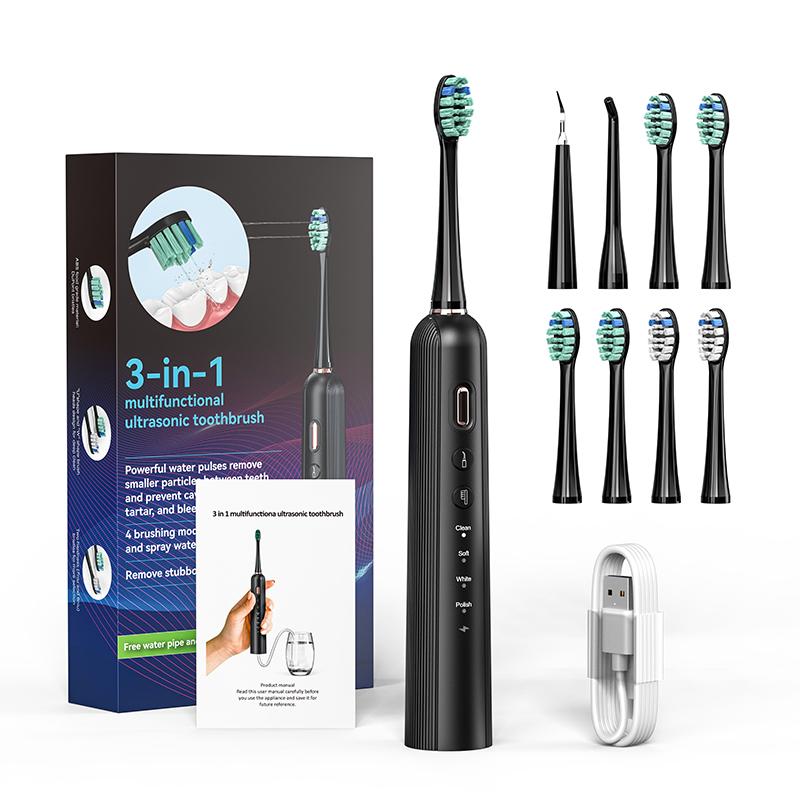 Electric Toothbrush for Adults and Kids, with Tongue Scraper and 3 Brush Heads,Deep Clean, One Charge for 60 Days,Sonic Travel Toothbrush