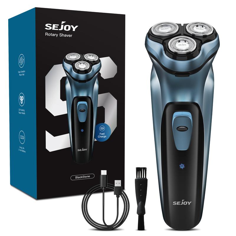 Sejoy Men's Electric Shaver Razor for Men Face,Beard Trimmer,Portable Electric Rotary Shaver, 2 in 1 3 Head 4D Cordless Rechargeable,with Pop-Up Trimmer, Washable,Use for Home Travel