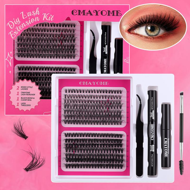 CMAYOME DIY Eyelash Extension Kit 10-16mm 30-40D Waterproof Long-lasting With Eyelash Glue& Eyelash Remover& Brush& Tweezers For Girl Makeup