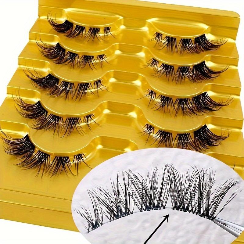 Cross Cluster False Eyelashes for Lashes Extension, 5 Pairs set Natural Curling 3D Faux Lashes, Eyelashes Extension Kit, Eye Makeup Enhancement Products for Women & Girls, Natural False Lashes, Makeup Products