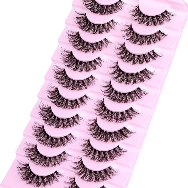 Fluffy False Eyelashes for Music Festival Makeup, 10 Pairs Natural Eyelashes for Lashes Extensions, Volumized Fake Eyelashes, Shinyslashes, Christmas Gift