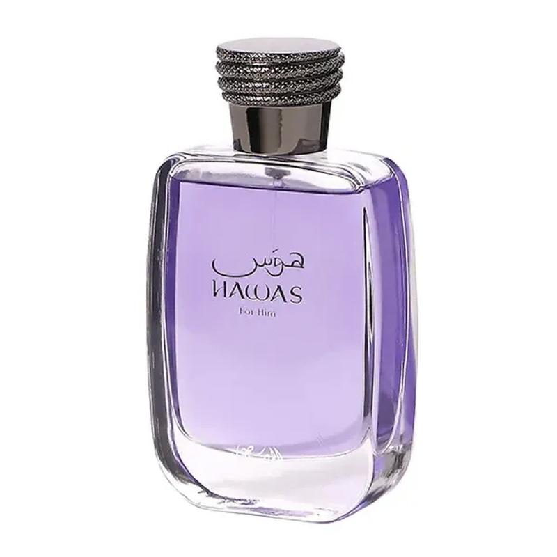 Rasasi Hawas for Him Eau De Parfum Spray 3.4 Oz for Men - Woody Fragrance with Cinnamon, Bergamot, and Pineapple Notes