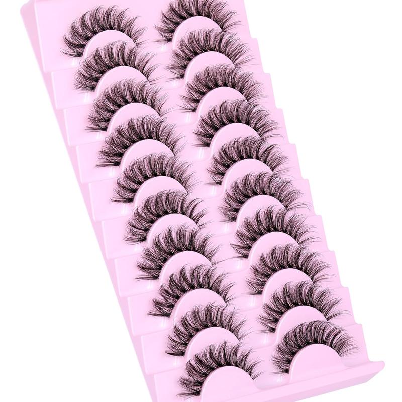 Fluffy False Eyelashes for Music Festival Makeup, 10 Pairs Natural Eyelashes for Lashes Extensions, Volumized Fake Eyelashes, Shinyslashes, Christmas Gift