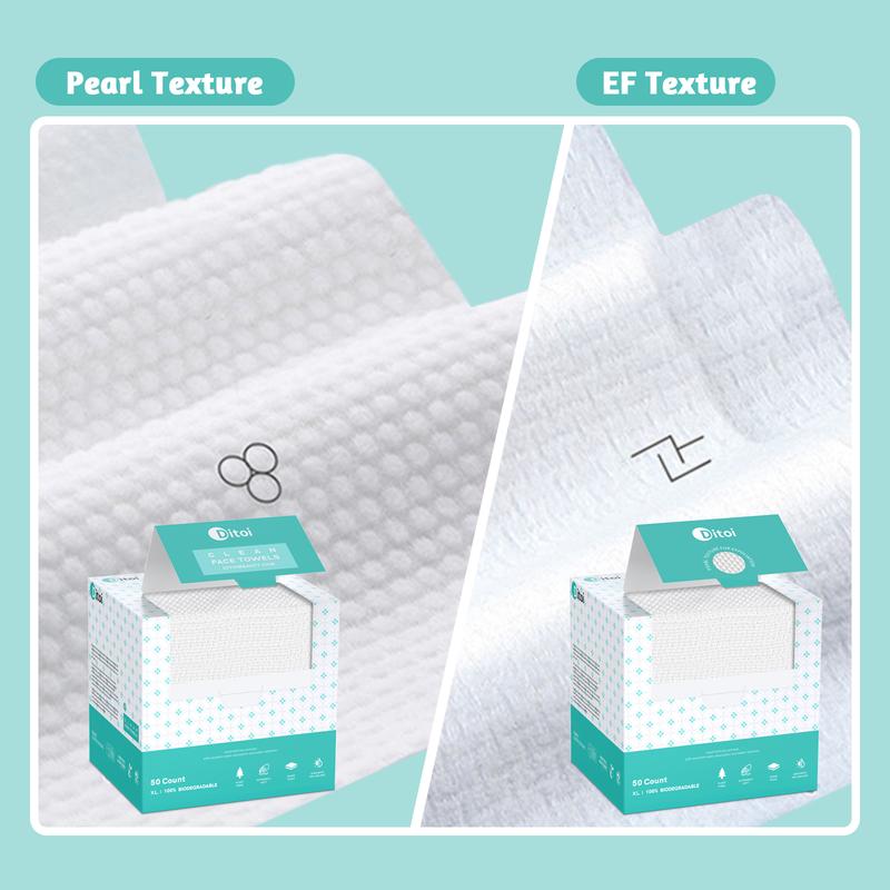 Ditoi Disposable Face Towels Newest Pearl Pattern Super Soft Biodegradable Daily Facial Towels for All Skin Types