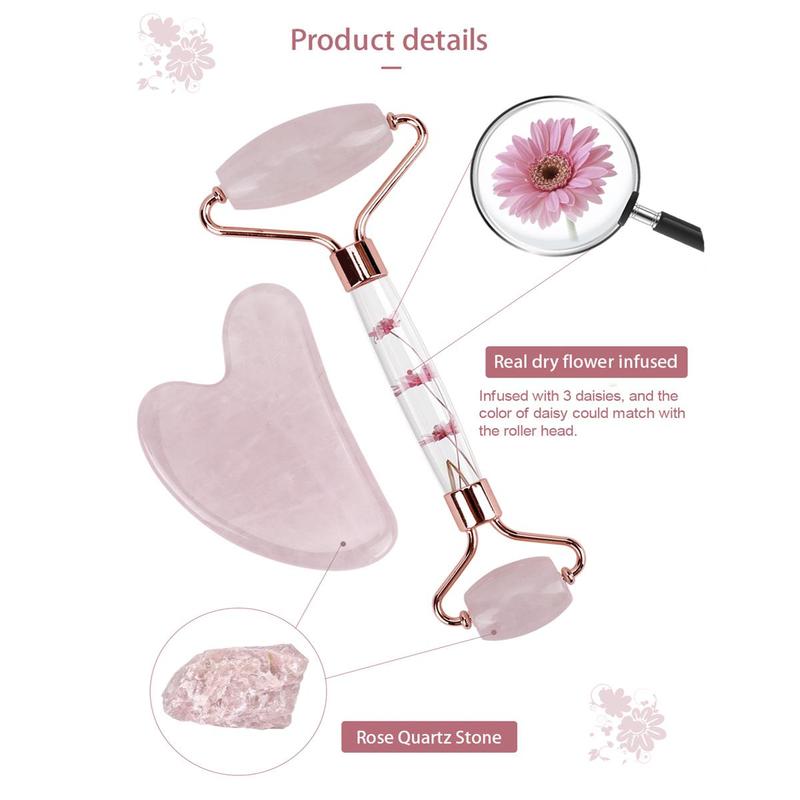 Face Massage Roller & Heart Shaped Gua Sha Board, 2 Counts set Face Massage Tool for Skin Care, Muscle Relaxation Tool, Facial Massaging Tool