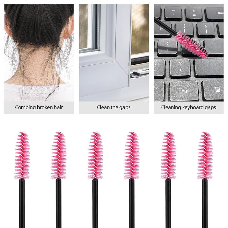 Christmas Sale - 50 Pcs Disposable Mascara Wands, Crystal Eyebrow Spoolies Brush for Eyelash Extensions, Pink Eye Lash and Makeup Brush.