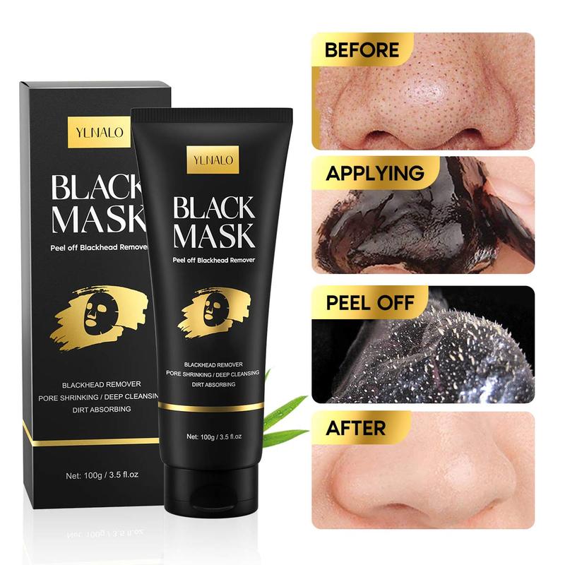 Blackhead Remover Mask Kit, Charcoal Peel Off Facial Mask with Brush and Pimple Extractors, Deep Cleansing for Face Nose Blackhead Pores Acne, For All Skin Types (3.5 Fl.oz)