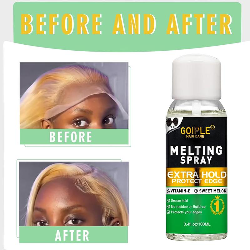 Lace Melting and Holding Spray for Wigs - Strong Adhesive for a Natural Finish, Includes Wig Glue, Wig Band, and HD Wig Cap