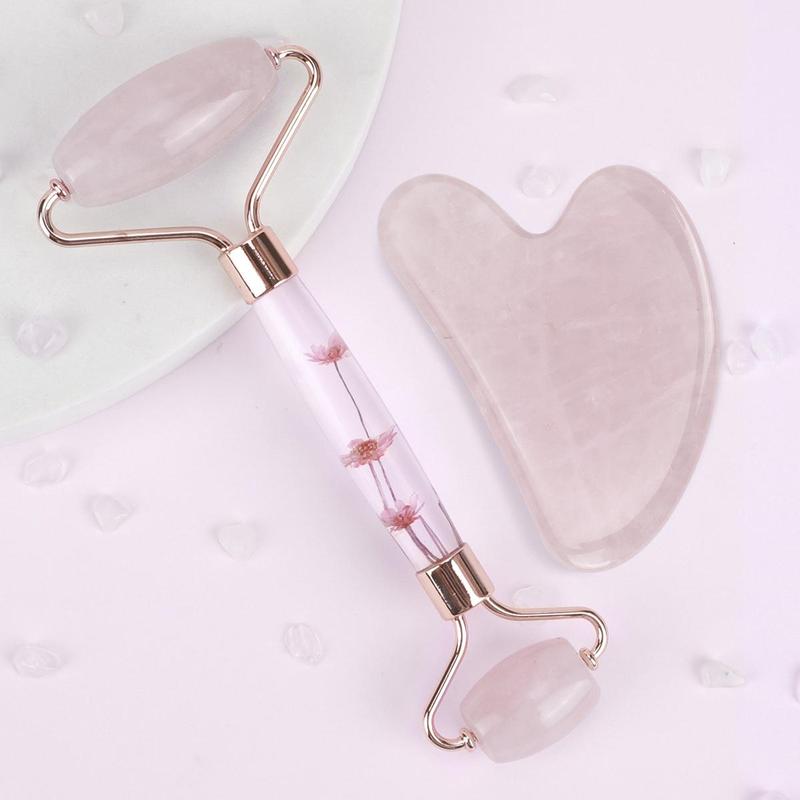 Face Massage Roller & Heart Shaped Gua Sha Board, 2 Counts set Face Massage Tool for Skin Care, Muscle Relaxation Tool, Facial Massaging Tool