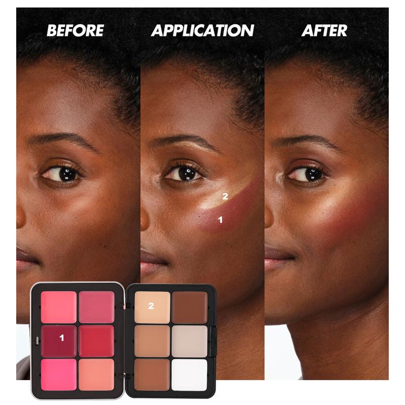 HD Skin Multiuse Cream Foundation & Blush Palette - 12 Colors, Long Lasting Matte Highlight & Grooming, Waterproof Multifunctional Face Palettes, Smudge Proof, Face Makeup Cosmetic