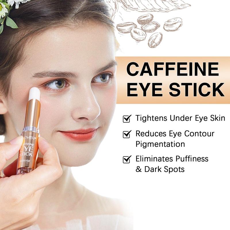 Caffeine & Retinol Eye Care Stick Set, 2 Counts Moisturizing Eye Sticks for Reducing The Look Of Dark Circle, Eye Care Product for Women & Men