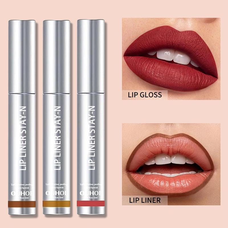 [$16.99 Get 3 Pack] Lip Liner Peel Off Lip Liner Stain, Long Wear Tattoo Lip Liner, Stain with Matte Finish, Long Lasting, Waterproof, Transfer-proof