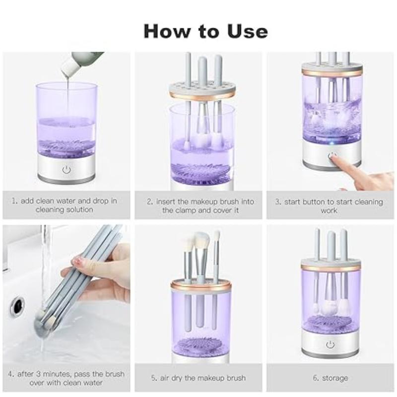 Electric Makeup Brush Cleaner, Cosmetic Brush Cleaner Machine, Automatic Spinning Cleaner, Super-Fast for Most Size Brush