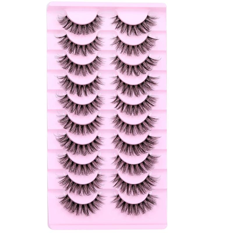 Fluffy False Eyelashes for Music Festival Makeup, 10 Pairs Natural Eyelashes for Lashes Extensions, Volumized Fake Eyelashes, Shinyslashes, Christmas Gift