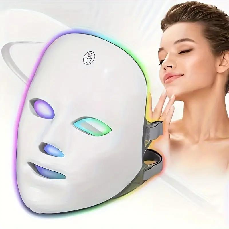 USB Rechargeable 7 Color LED Mask, 1 Count Comfortable Photon Lifting Mask, Facial Skin Care Instrument for Women & Girls