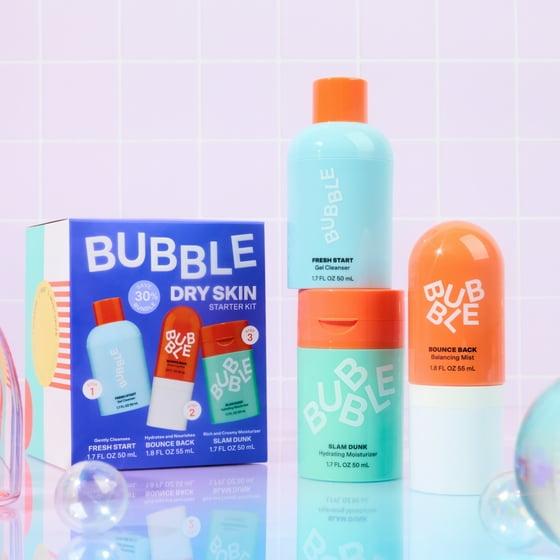 Bubble 3-Step Hydrating Routine Bundle, for Normal to Dry Skin, Unisex, 3-Piece Set