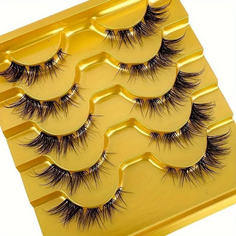 Cross Cluster False Eyelashes for Lashes Extension, 5 Pairs set Natural Curling 3D Faux Lashes, Eyelashes Extension Kit, Eye Makeup Enhancement Products for Women & Girls, Natural False Lashes, Makeup Products