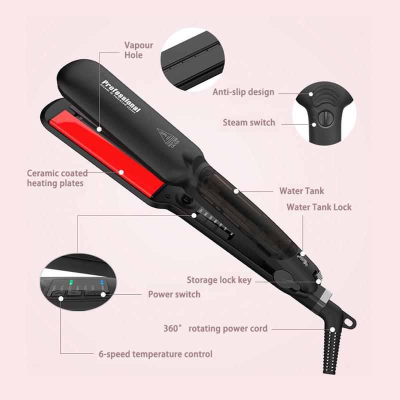 Black Friday Deals Professional Infrared Steam Ceramic Hair Straightener,Instant Heat Up,Adjustable Temp,Flat Iron Hair Straightener(Black) Comfort