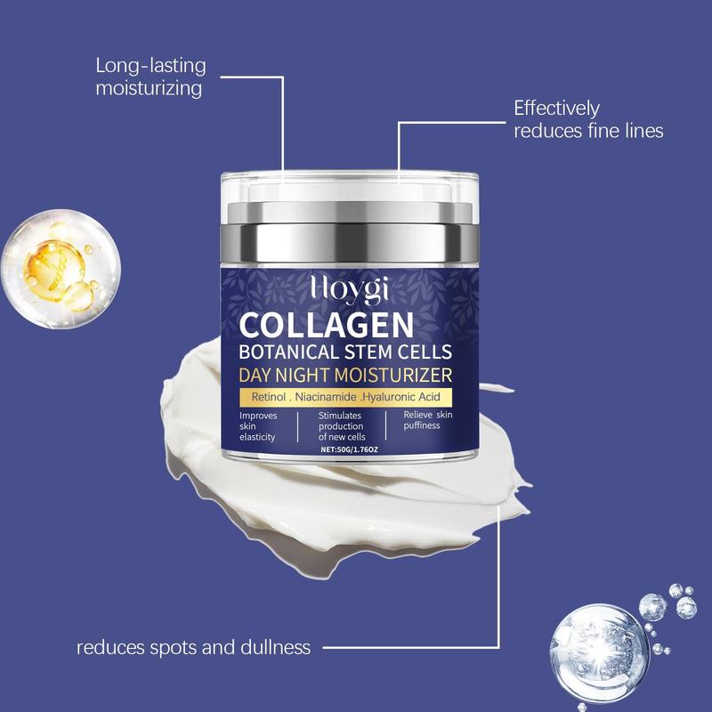 Collagen Day & Night Face Cream, 2 Counts set Hydrating Brightening Face Cream, Moisturizing Skin Care Cream, Face Lotion for Women & Men