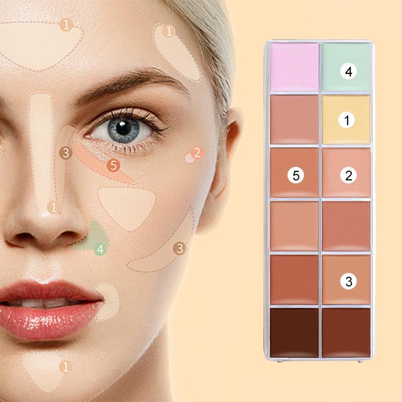 12 Color Concealer Palette, 1 Count Multi-functional Face Makeup Palette, Professional Makeup Product For covering Periorbital Dark Circles & Acne Spots