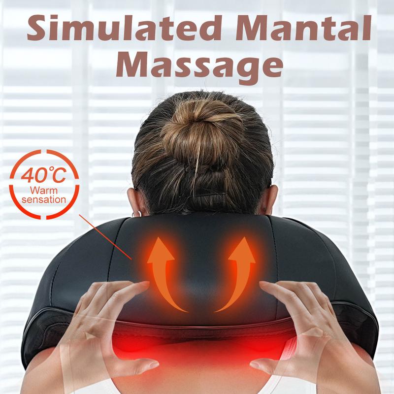 Shiatsu Neck and Back Massager with Soothing Heat, Electric Deep Tissue 3D Kneading Massage Pillow for Shoulder, Leg, and Body Muscle Pain Relief, Suitable for Home, Office, and Car Use.