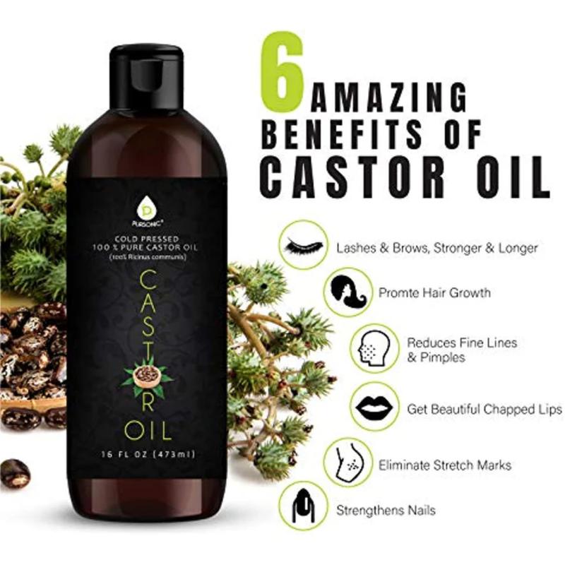 PURSONIC Pure Cold Pressed Castor Oil 16 Oz - Moisturizing & Healing for Dry Skin, Hair Growth, Care & Eyelashes - Hexane-Free Haircare Hydrate Moisturize Clear