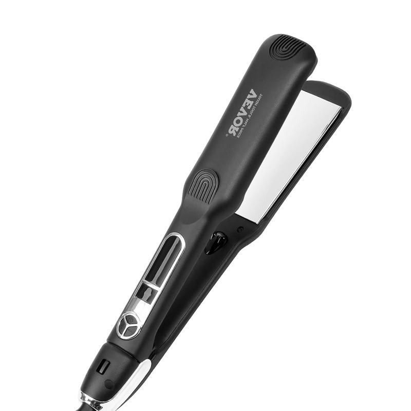 Vevor hair straightener, 1.5-inch titanium flat iron, negative ions Hair Straightener Flat Iron with LCD display and 25 temp levels-210 °f to 450 °f, dual VoLTE 110V 240V for salon home Travel use