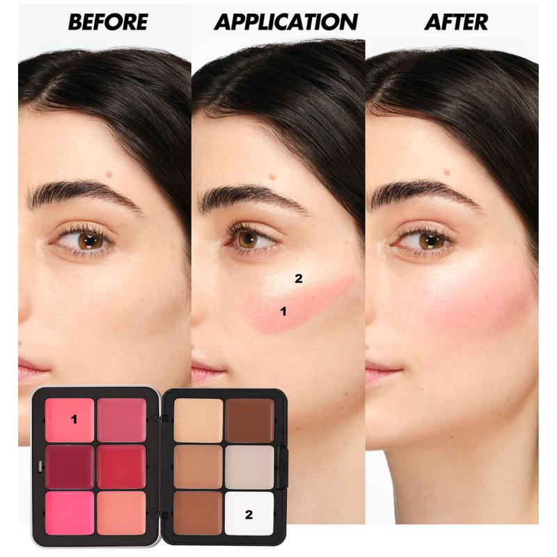 HD Skin Multiuse Cream Foundation & Blush Palette - 12 Colors, Long Lasting Matte Highlight & Grooming, Waterproof Multifunctional Face Palettes, Smudge Proof, Face Makeup Cosmetic