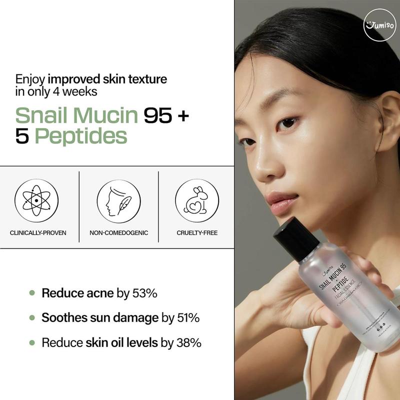 [Jumiso] Snail Mucin 95 + Peptide Essence 140ml, Non Comedogenic Essence, Acne Reduce & Skin Soothing Essence, Moisturizing, Skin Plumping and Firming, Skin Texture Improvement, Soothing Essence, Kore