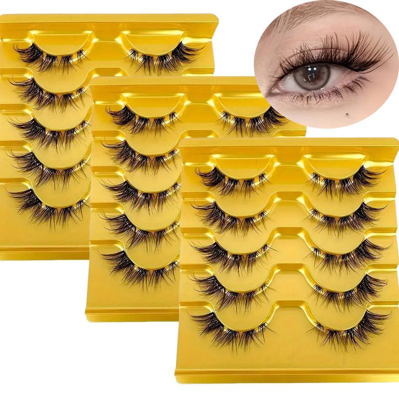 Cross Cluster False Eyelashes for Lashes Extension, 5 Pairs set Natural Curling 3D Faux Lashes, Eyelashes Extension Kit, Eye Makeup Enhancement Products for Women & Girls, Natural False Lashes, Makeup Products