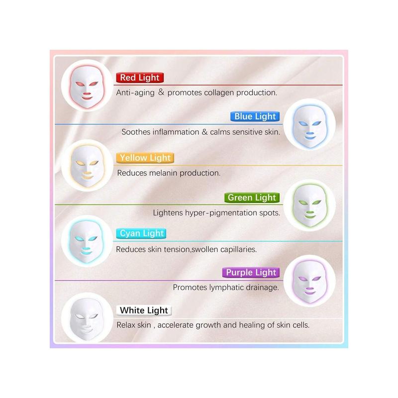 Led Face Mask Light Therapy, 7 Colors LED Light Therapy Mask For Facial Skin Care, Colorful LED Beauty Mask, Led Mask Therapy Facial