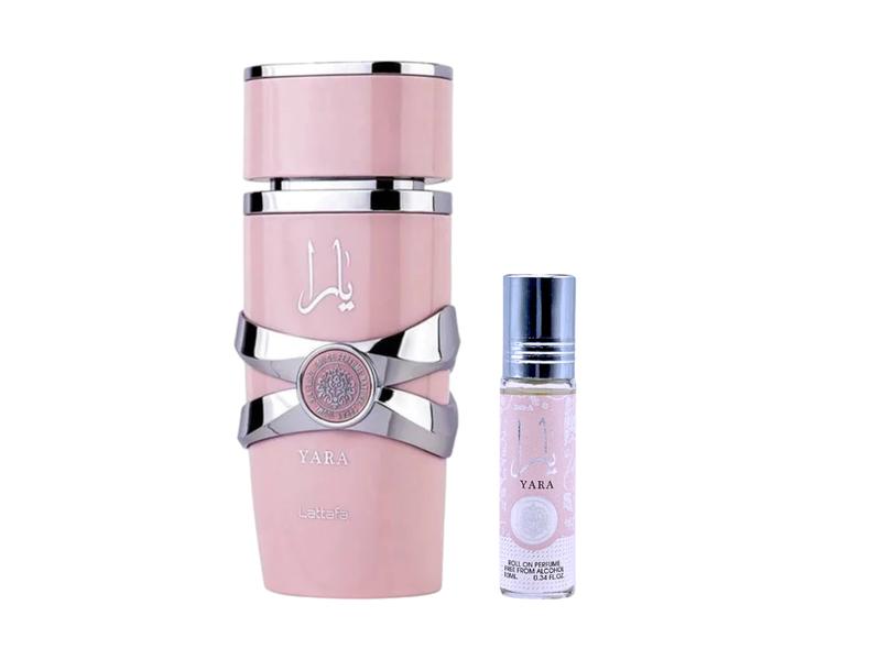 Lattafa Perfumes {2 Pc Set} Yara for women - 3.4 oz (100ml) & Yara Oil - 0.34 oz (10ml)