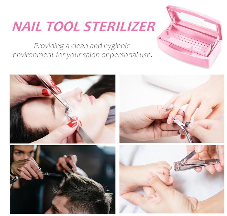 Sterilizer for Nail Tools, BUCICE Sterilization Tray for Tweezers, Nail Supplies, Hair Salon, Nail Tech Must Haves, Pink Manicure Nail Art