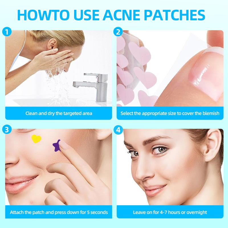 Pimple Patches for Face, Hydrocolloid Acne Patches, Cute Round Shape Zit Covers, Spot Stickers with Tea Tree, Salicylic Acid & Cica Oil 2 Sizes  Love Patch (216pcs) and Star Patch (240pcs) Count  Skincare Clear Skin Repair