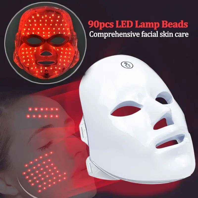 USB Rechargeable 7 Color LED Mask, 1 Count Comfortable Photon Lifting Mask, Facial Skin Care Instrument for Women & Girls