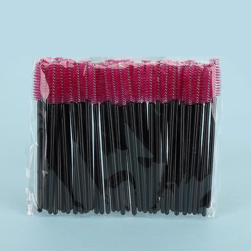 Christmas Sale - 50 Pcs Disposable Mascara Wands, Crystal Eyebrow Spoolies Brush for Eyelash Extensions, Pink Eye Lash and Makeup Brush.