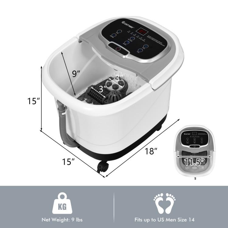 Costway - Foot Spa Bath Massager w Heat, Water Shower Adjustable in Angles, Motorized Shiatsu Massage Balls & 2 Maize Rollers, Time & Temper Control, LED Display, Home Pedicure Foot Bath Tub