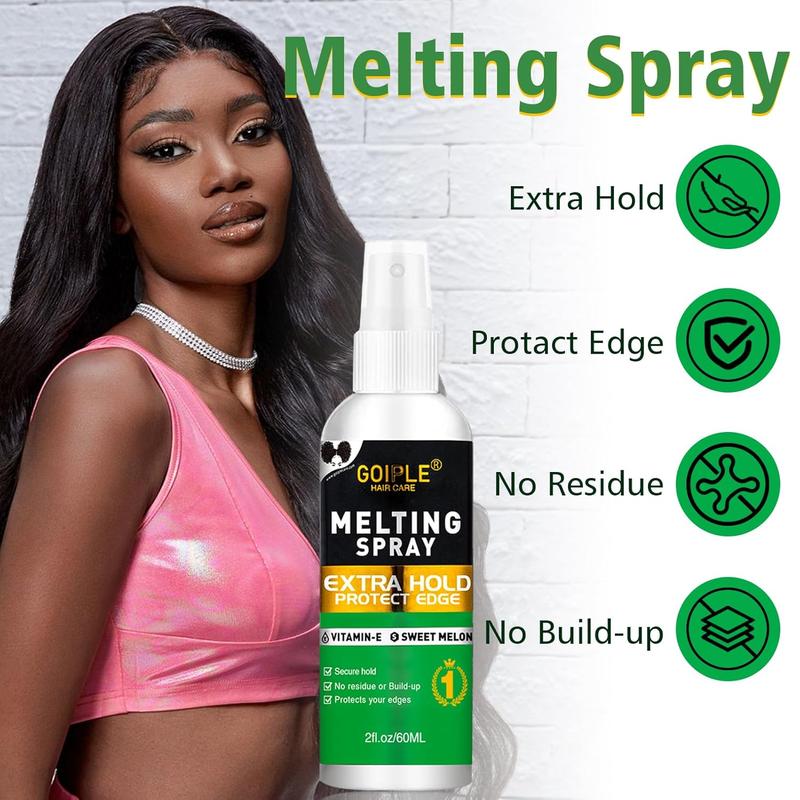 Lace Melting and Holding Mousse Glue-Less Hair Adhesive for Wigs, Wig Glue Lace Melting Spray Lace Melt Mousse for Closure Wigs Extensions, Wig Melting Mousse  Hold for Wig Hair Wig Install Kit