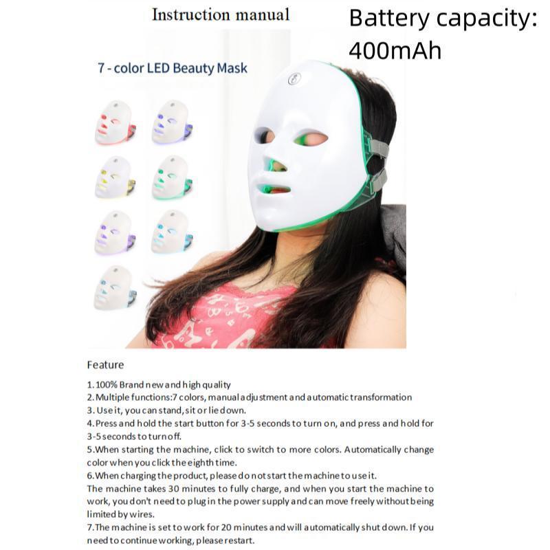 USB Rechargeable 7 Color LED Mask, 1 Count Comfortable Photon Lifting Mask, Facial Skin Care Instrument for Women & Girls